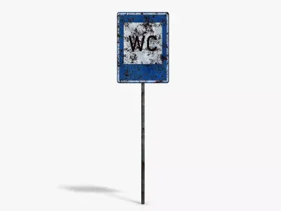 Damaged Toilet Info Sign Low-poly 3D model