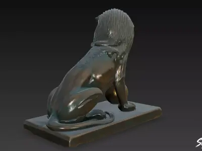 Lion Statue V40 Low-poly 3D model