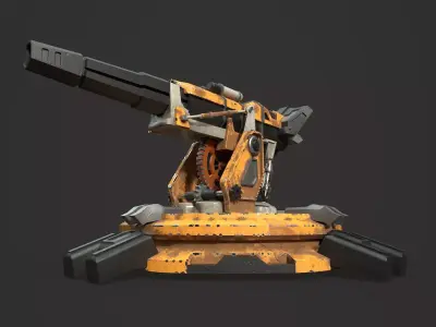  Mechanical Turret Low-poly 3D model