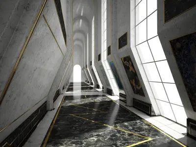 Sci-Fi Corridor 3D model 8