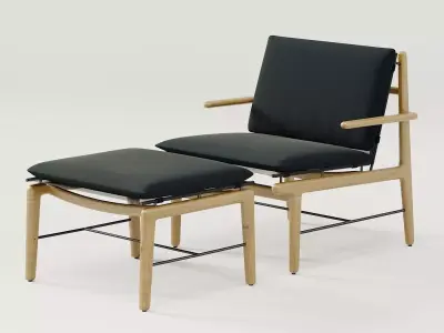 DWR Finn lounge chair and  Finn ottoman 3D model