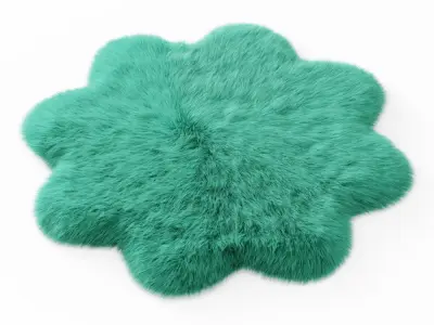 Sheepskin Flower Shaped Carpet Fur 3D model