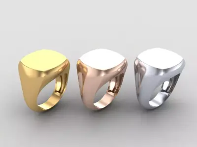 cushion square Signet Ring Base 14 MM top in All sizes 286-MWC 3D print model