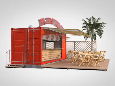 Shipping container food stand 3D model
