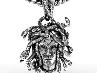 Medusa Light Weight Snake Face Pendant 3D print model