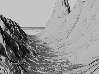 16k Infinite lava river Seamless height map and 3D terrain Low-poly 3D model