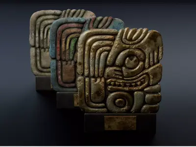 Ancient Mayan Glyph Low-poly 3D model
