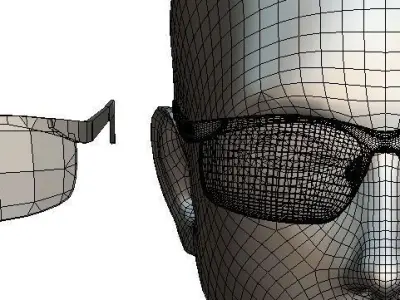 Cartoon High Poly Subdivision Glasses Black Low-poly 3D model