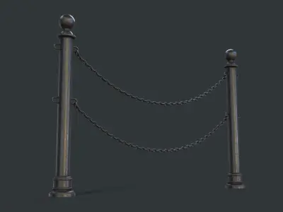Street Bollard 10 PBR Game Ready Low-poly 3D model