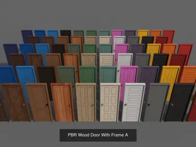 PBR Doors With Frames 3D Model Pack
