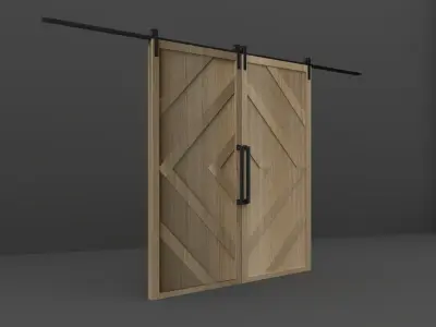 Sliding Wood Door 3D model