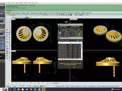 Elegant Dual-Tone Radiant Sunburst Diamond Stud Earrings 3D print model