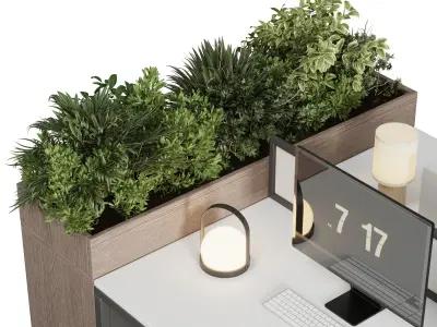 Workplace offfice set office furniture Employee desk 21 Low-poly 3D model