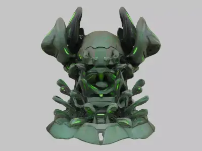Futuristic Neon Warlord 3D Model Low-poly 3D model