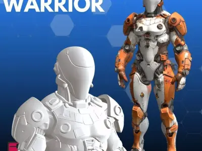 Cyborg Warrior STL futuristic 3D Model 3D print model