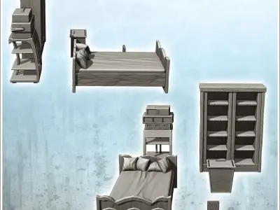 Modern hospital interior furniture set with monitor 7 3D print model
