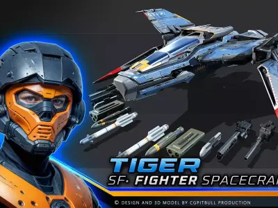 SF Tiger Fighter Low-poly 3D model