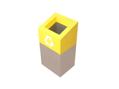 Modern Trash Can v2 001 Low-poly 3D model