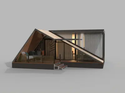 wooden house 3D model 7
