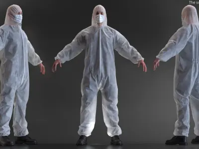  Protective Disposable Jumpsuit with Underwear on Male 