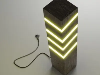 Modern wooden LED lamp 3D model