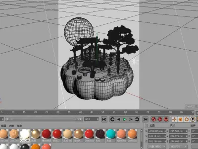 Moon cake white rabbit scene of the Mid-Autumn Festival 3D model