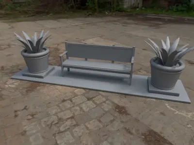 bench and planter  3D model