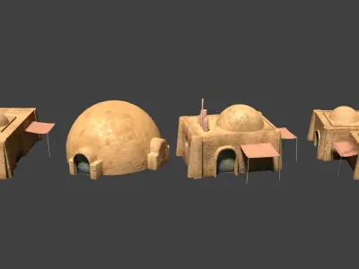 Tatooine Buildings Low-poly 3D model