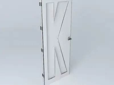 Letter K 3D door very detail with glass lock and hinger Free 3D model