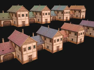 Medieval Town House Cottage Low-poly 3D model