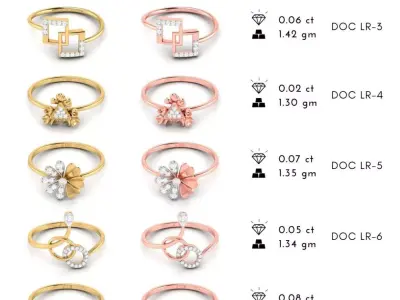  light weight ladies rings  3D print model