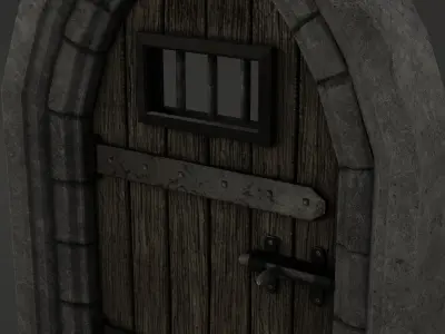 Medieval Door Stone Arch Cell Door 3D Model Low-poly 3D model