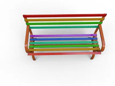 Street Bench Low-poly 3D model