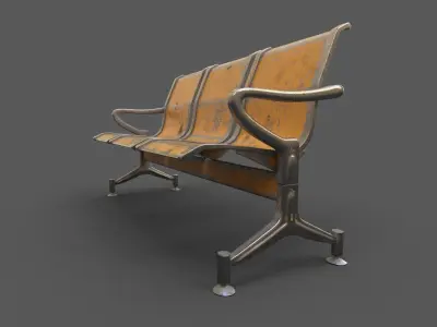 Street Bench Low-poly 3D model