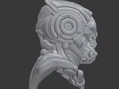 Futuristic Mechanical Sci Fi Helmet High Tech Armor  3D print model