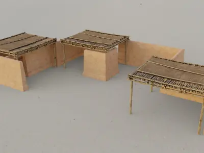 Modular Desert Walls Low-poly 3D model