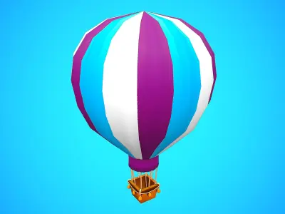 HOT AIR BALLOON CARTOON STYLIZED 02 Low-poly 3D model