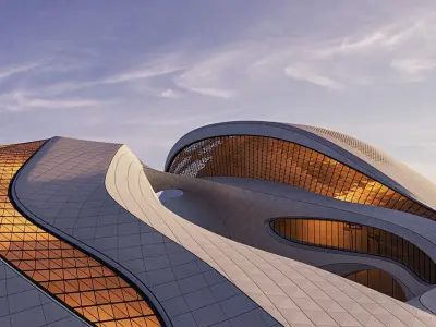 Futuristic building collection 4x 11 3D Model Pack