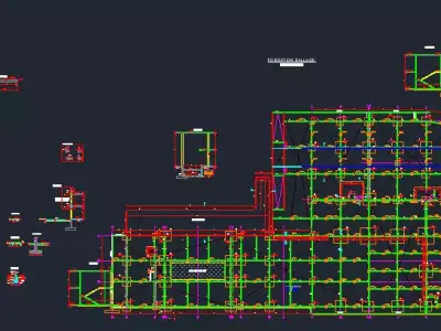 Reinforcement plan for reinforced concrete staircase DWG autocad 3D model