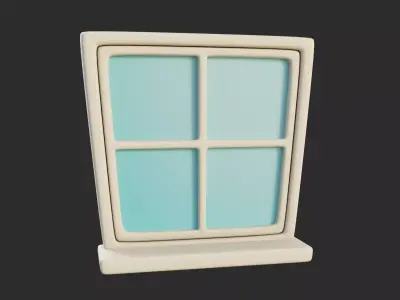 Cartoon Window 5b Low-poly 3D model