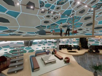 Detailed 3D Metaverse Space for web3 NFT community 3D model