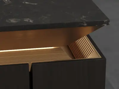 SieMatic-SLX-PURE gold kitchen design 3D model