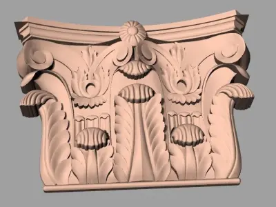 Door Post flower 3D STL Model for CNC Router Carving E955 3D model