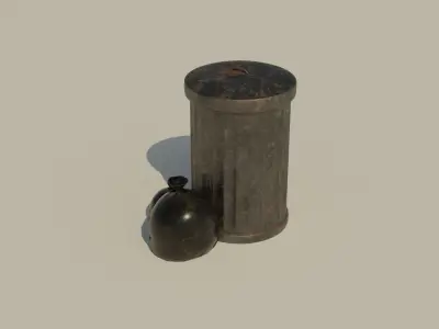 Garbage Can - Lowpoly Cyclinder Garbage Box   Low-poly 3D model