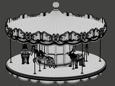 carousel - fun fair 3D model