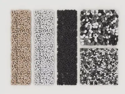 Pebble Stone Ground Set  Low-poly 3D model