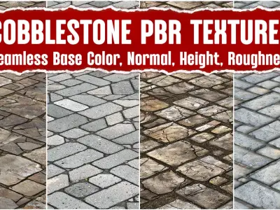 Cobblestone VOL01 4K Seamless PNG PBR Textures Texture