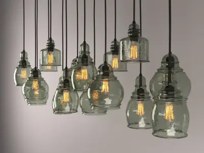 PAXTON GLASS 16-LIGHT PENDANT 3D model