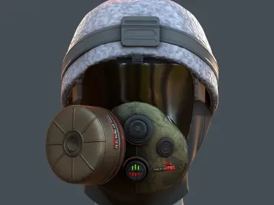 Gas mask helmet 3d model scifi Low-poly  Low-poly 3D model
