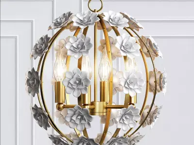 Ceramic Flower Pendant Light 3D model